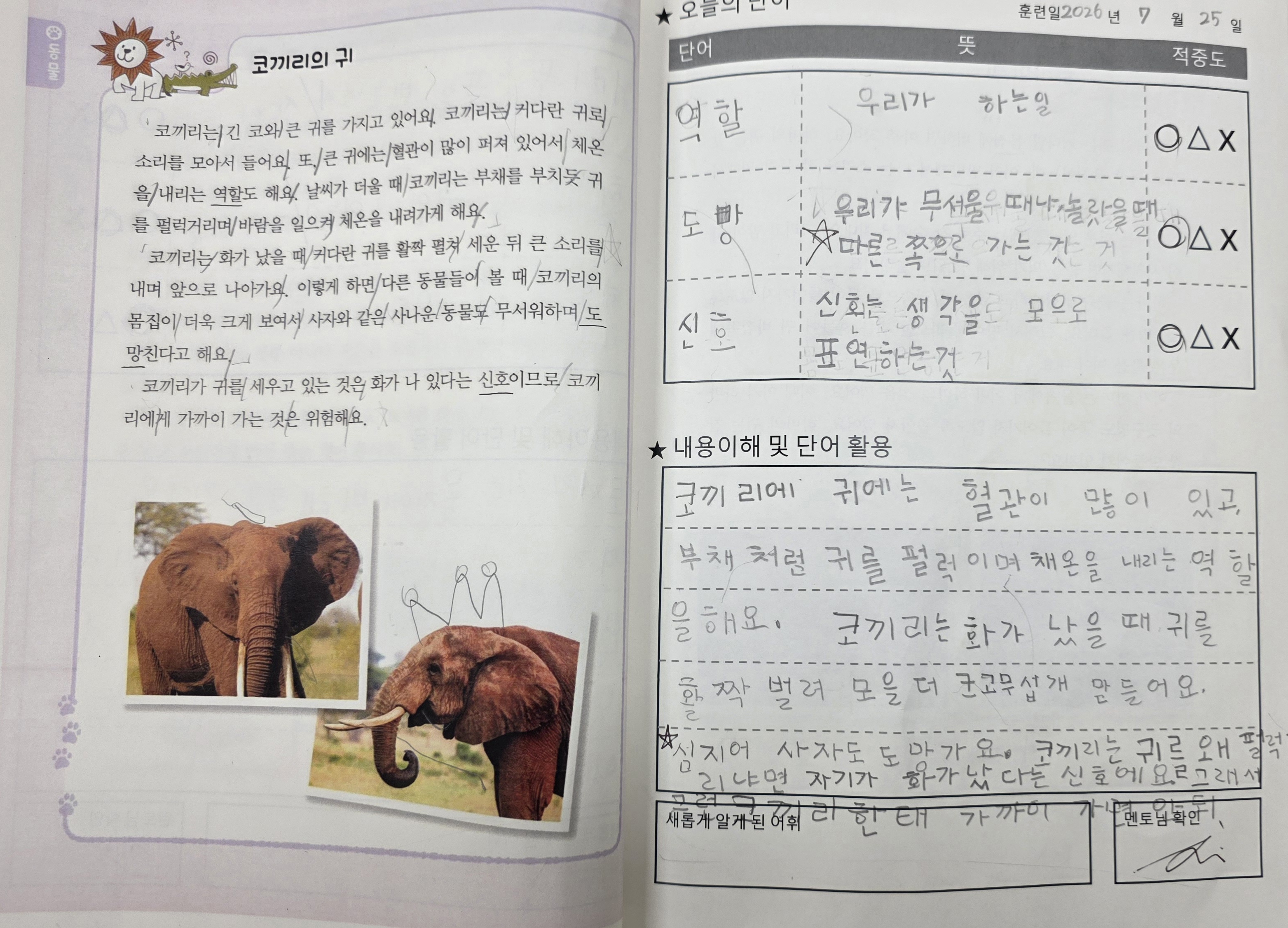아이가 활동한 노트